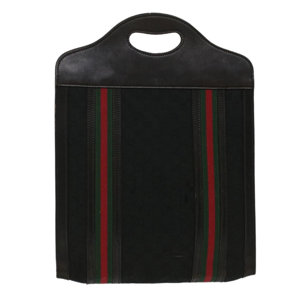 GUCCI GG CANVAS WEB SHERRY LINE TOTE PREOWNED Black/Red/Green - Picture 2 of 15